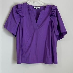Sea New York Flutter Sleeve Blouse Purple Sz Womens 6